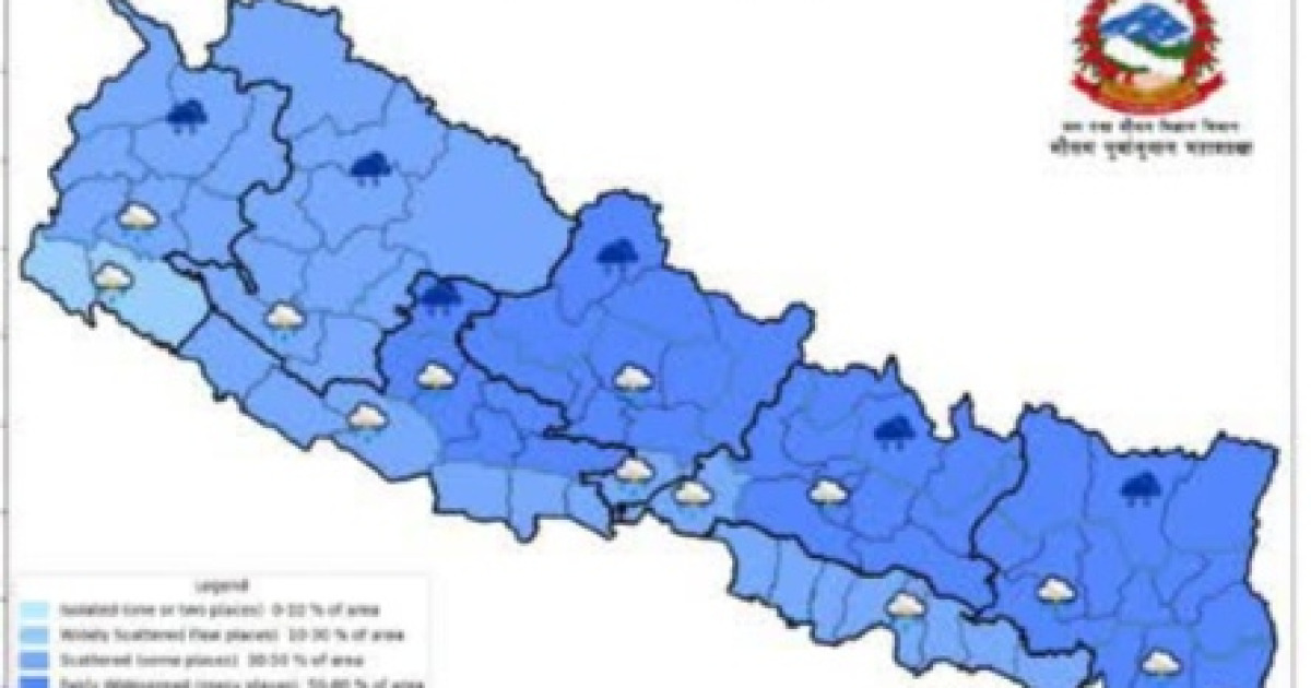 आज देशभर वर्षाको सम्भावना, तराईका केही क्षेत्रमा तातो लहरको जोखिम कायम